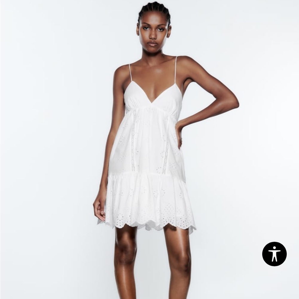 Zara white lace summer dress XS .